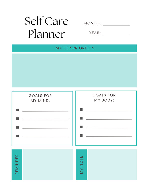 Self Care Planner